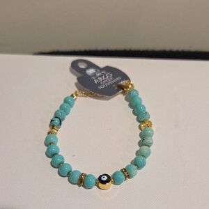 Blue and Gold Beaded Bracelet